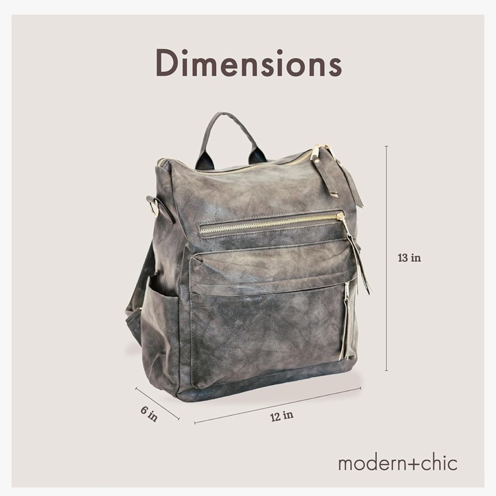 modern+chic Brielle Convertible Backpack, Grey - Picture 7 of 7